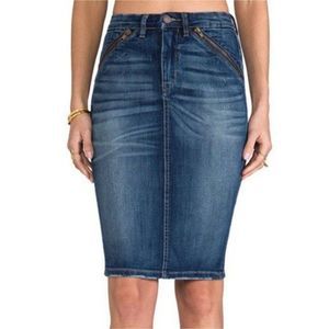 BLANKNYC Denim Pencil Skirt Zippers Dark Wash